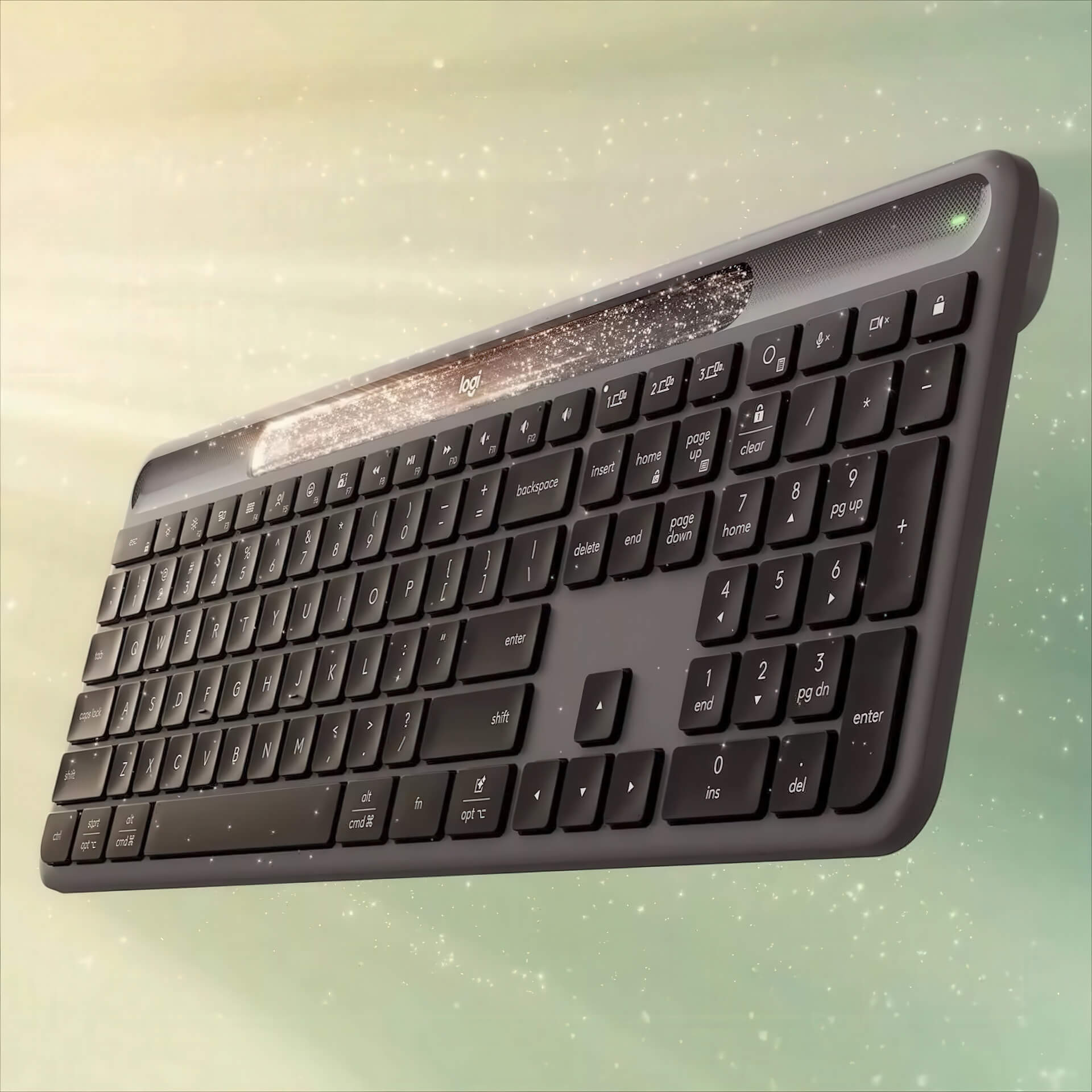 Logitech K980 Signature Slim Solar+ hoạt động bằng ánh sáng trong nhà