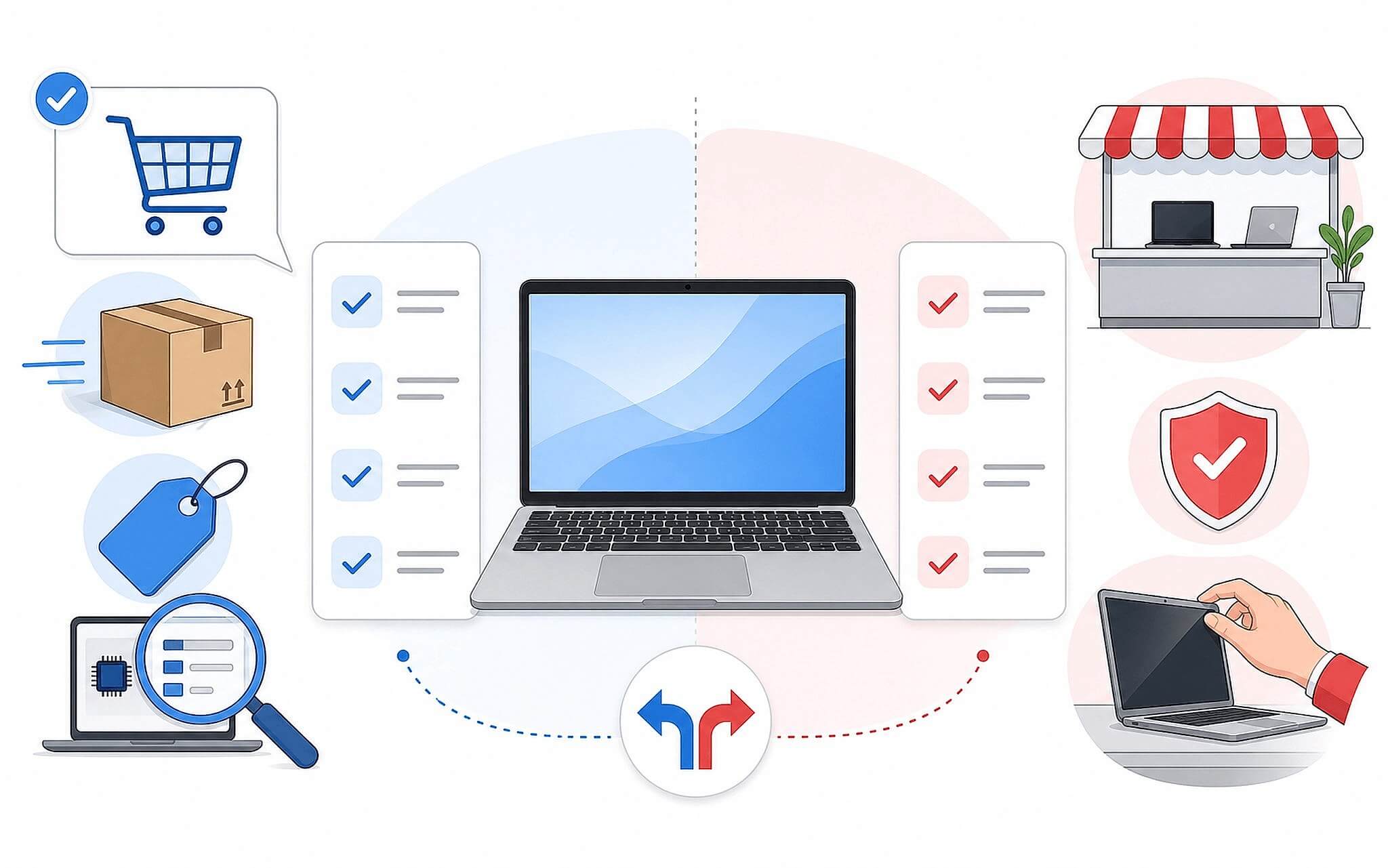 Bảng gợi ý chọn kênh mua laptop online hay cửa hàng theo nhóm người dùng