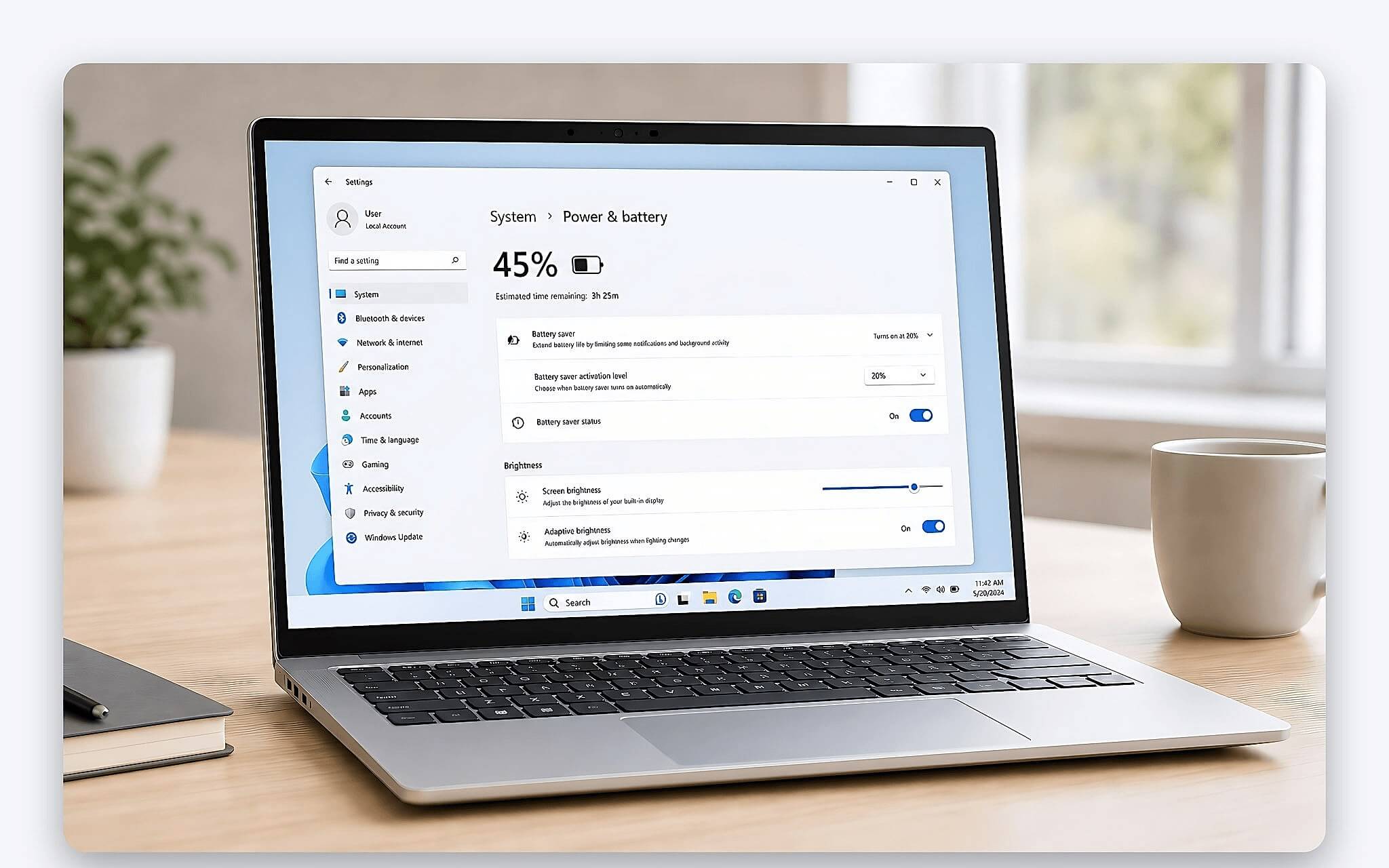 Giao diện Energy Saver trong phần cài đặt Windows 11 24H2