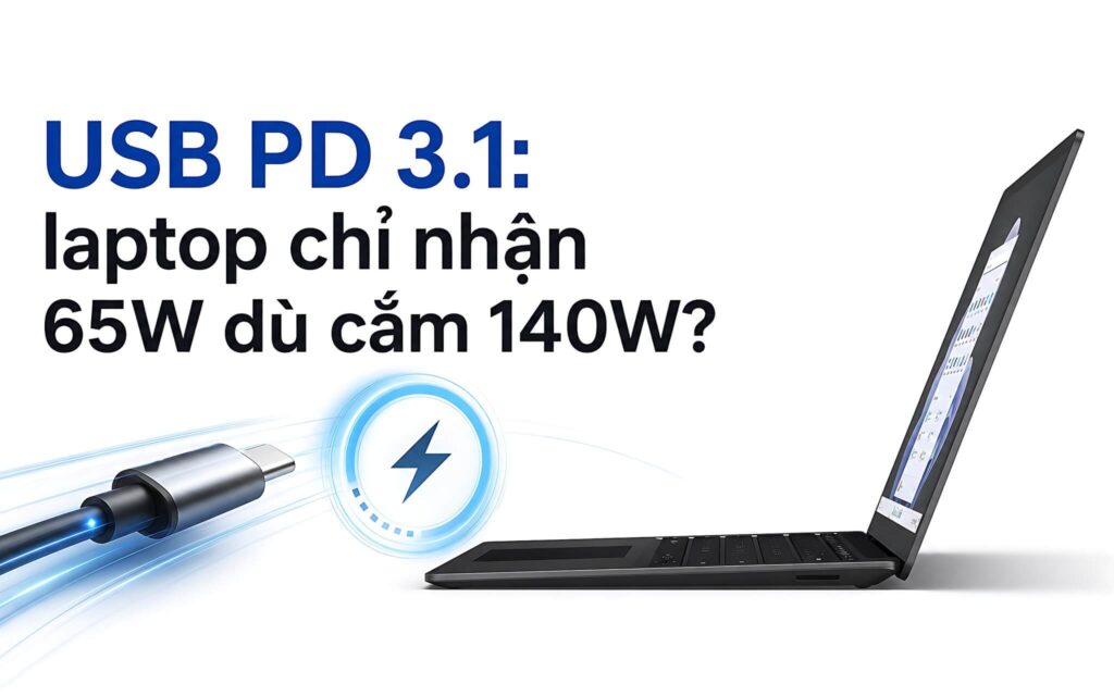 Chuẩn sạc PD: Cắm củ sạc 140W nhưng laptop chỉ nhận 65W là vì đâu?