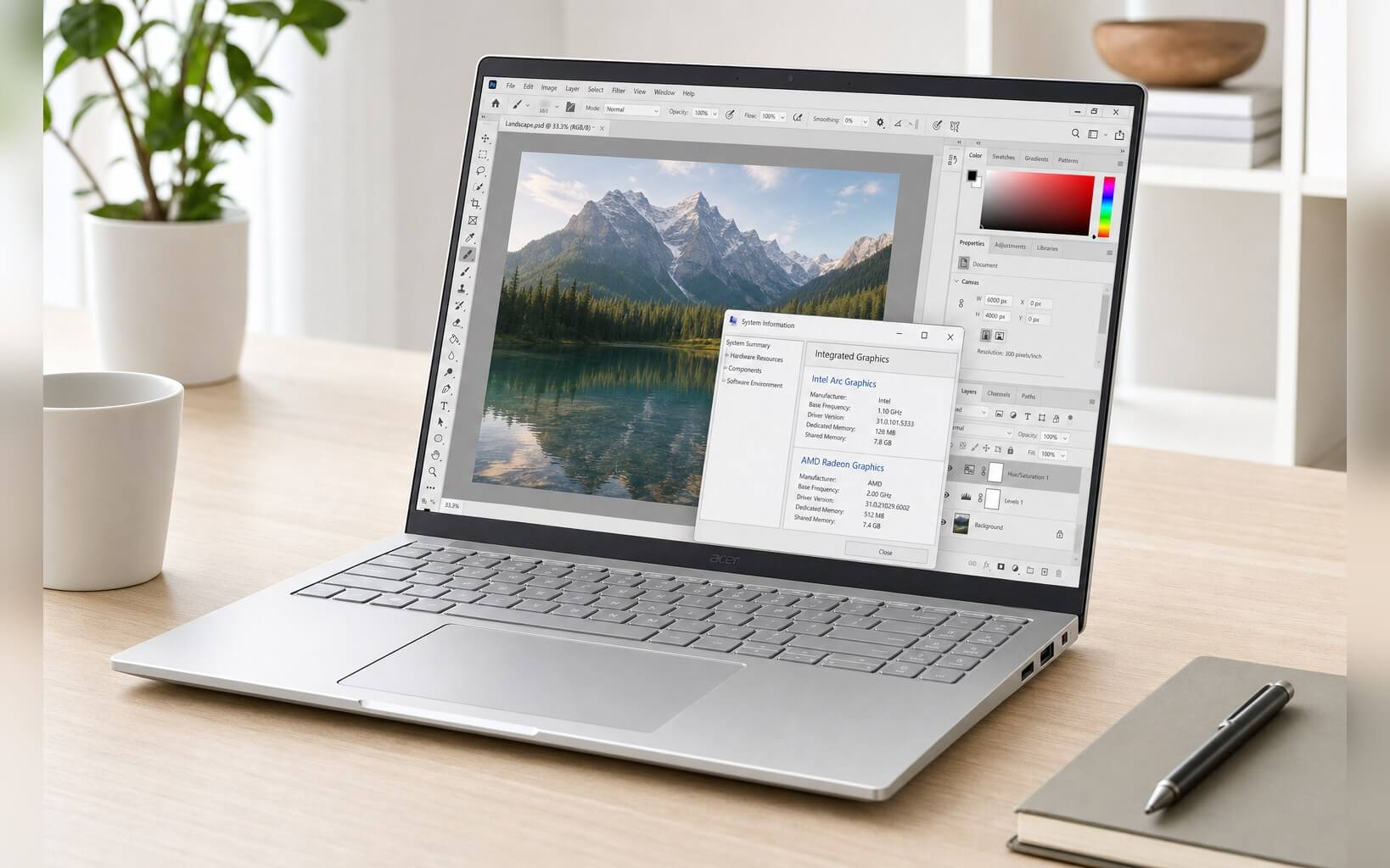 Laptop mỏng nhẹ dùng đồ họa tích hợp Intel Arc và AMD Radeon
