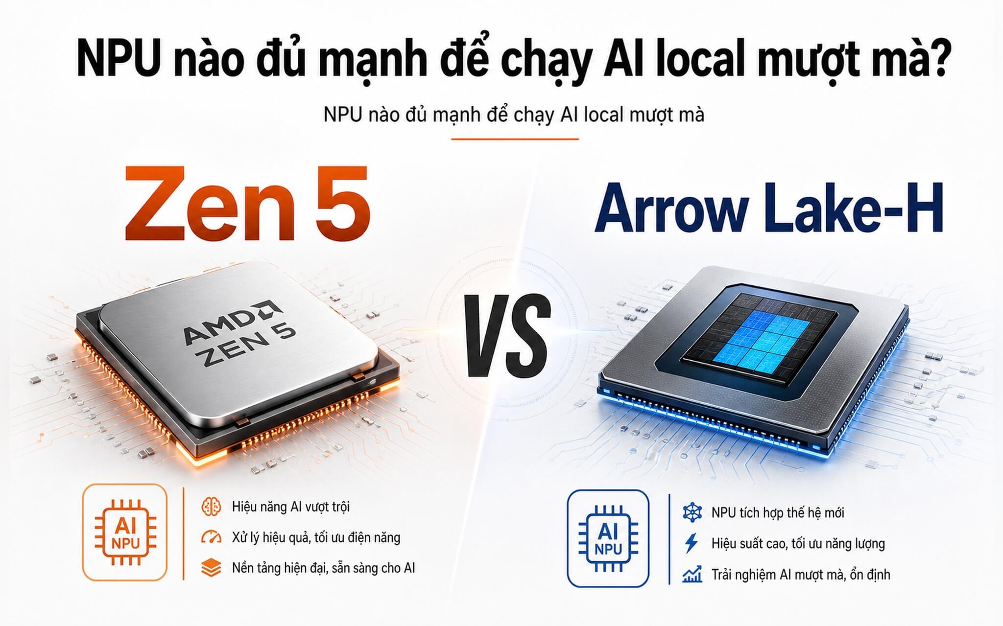 NPU 50 TOPS có đáng để chọn Zen 5 thay Arrow Lake-H?
