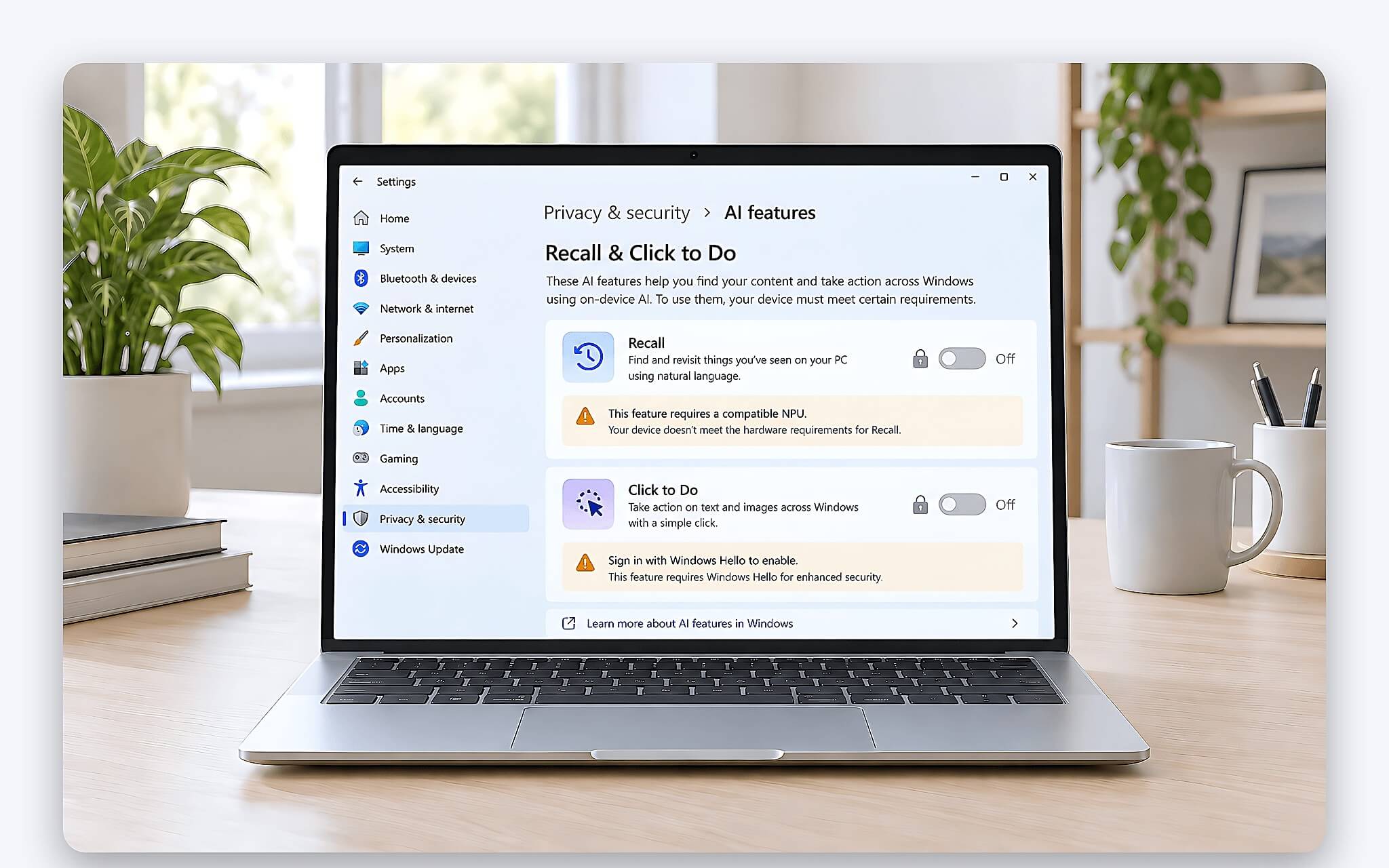 Recall và Click to Do là hai tính năng bị khóa hoàn toàn Recall và Click to Do là hai tính năng bị khóa hoàn toàn