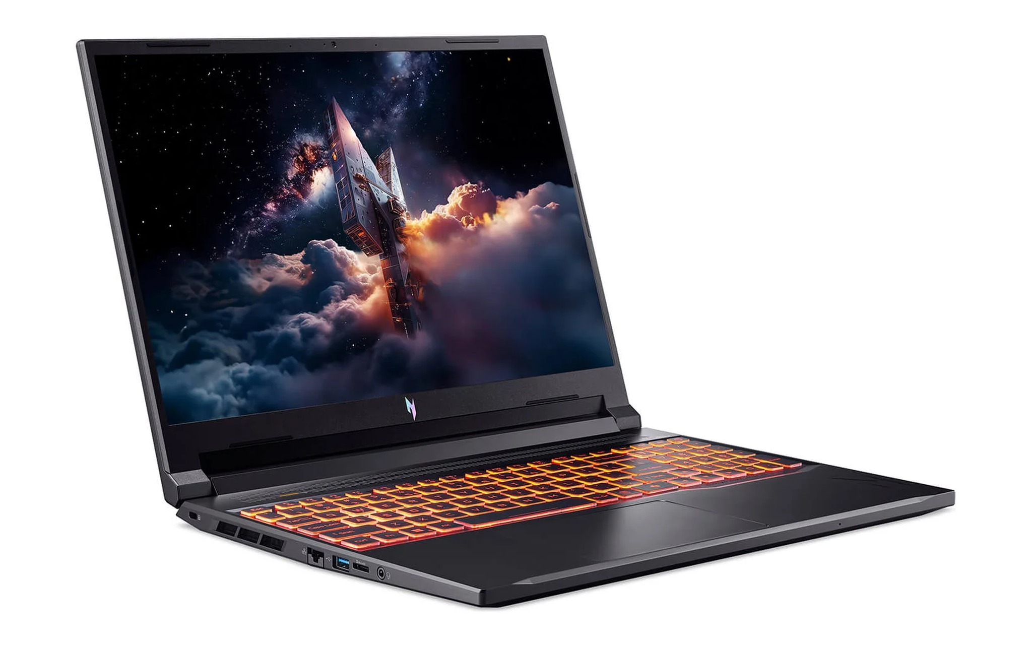 Acer Nitro V16 bản Core 7 240H và RTX 5050 nhìn từ góc trước bên trái