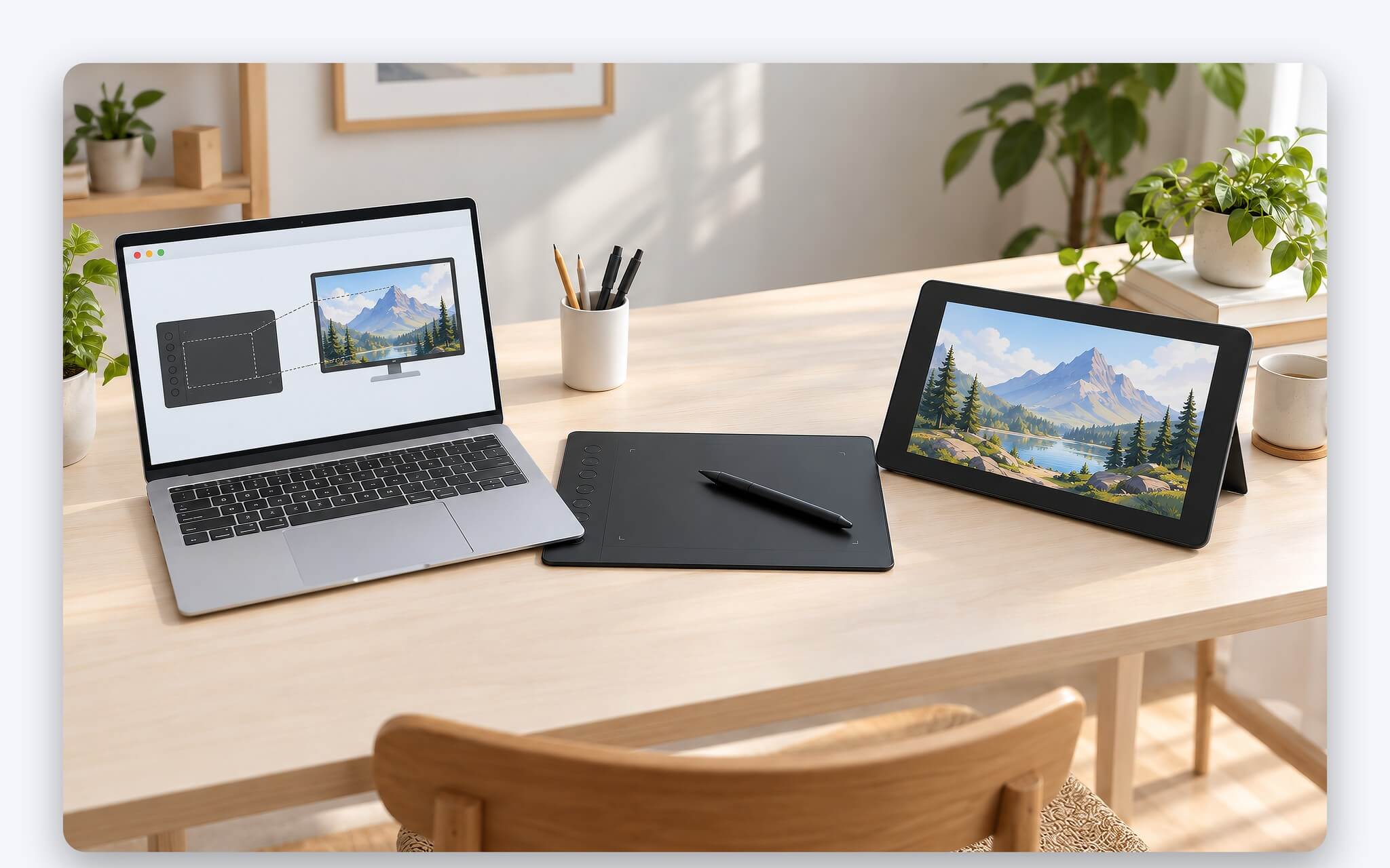 Vùng vẽ của bảng vẽ điện tử ánh xạ lên màn hình laptop theo đúng tỷ lệ khung hình