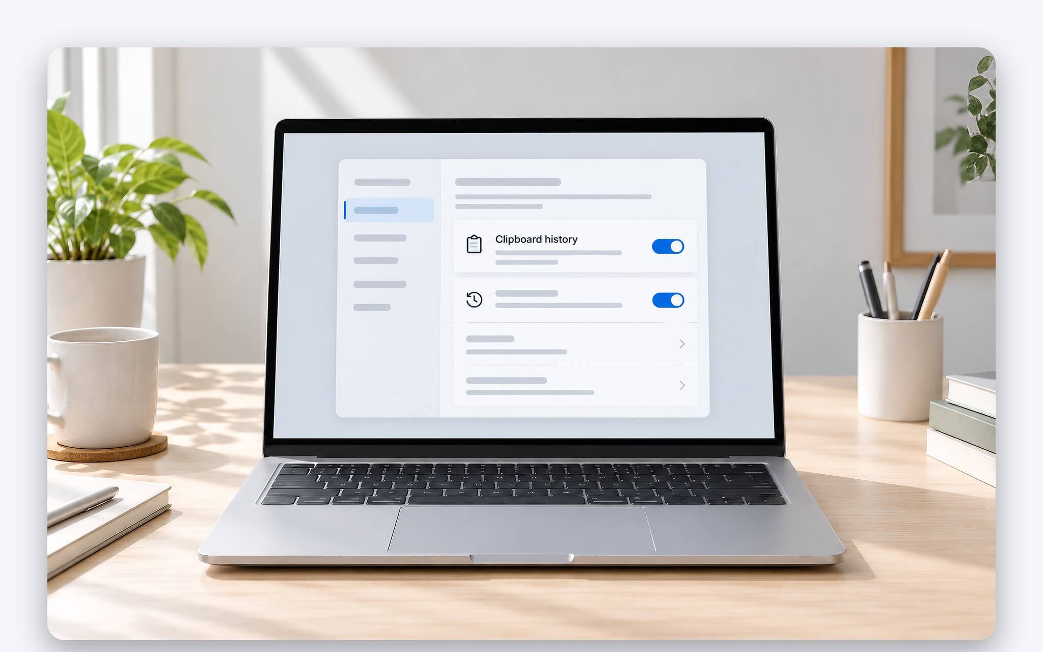 Bật lịch sử bảng tạm bằng Win + V hoặc trong Cài đặt Hệ thống Bảng tạm của Windows 11