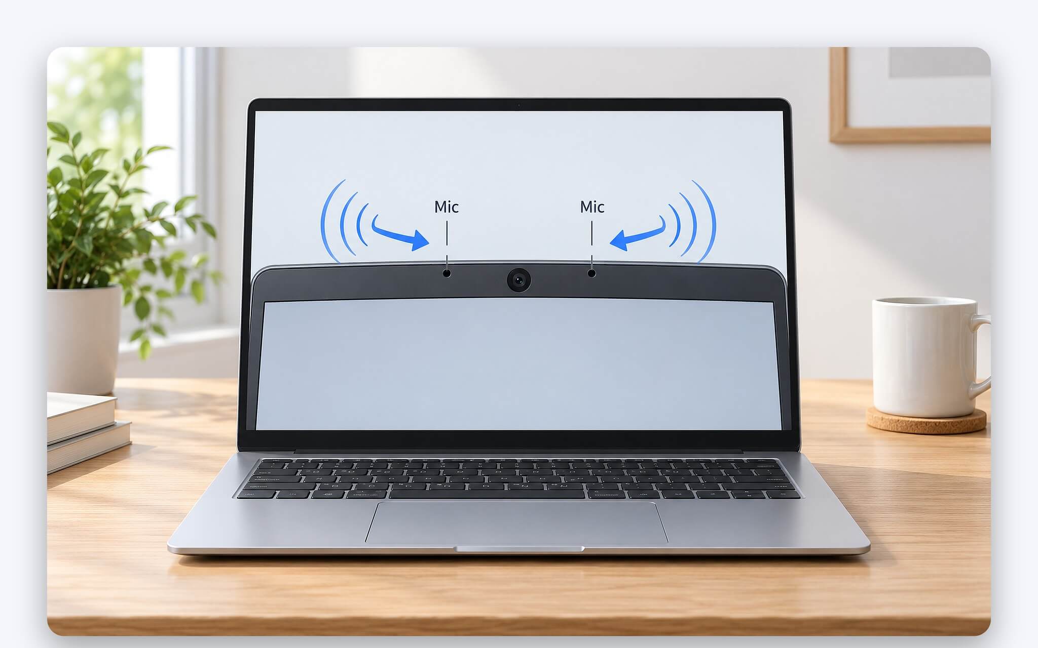 Micro dạng mảng trên laptop gồm nhiều capsule MEMS phối hợp thu giọng nói